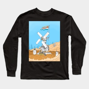 Dutch windmill on mars. retro sci fi mill. Long Sleeve T-Shirt